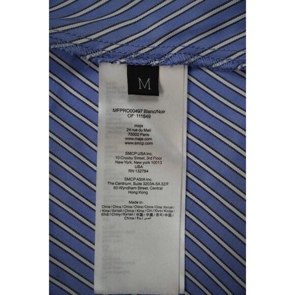 Maje Ritiavi Trompe L'Oeil Striped Shirtdress Pockets Size 2 FR 36 - Picture 8 of 9